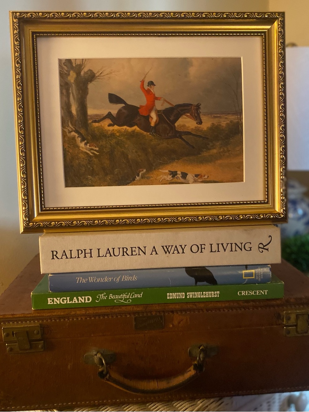 Vintage Inspired Fox Hunting Canvas Premium Gold-Framed 11 x 14